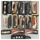 16 folding knives: M Tech Marine, etc.- 9" longest
