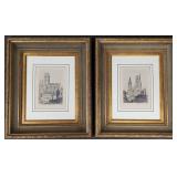 2 ornately framed French Cathedral prints: