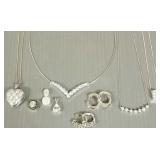 9 pcs sterling silver jewelry set with CZ