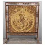 Antique oak stick & ball fire screen 36"H 30"W