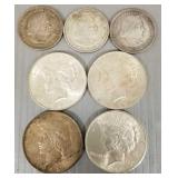 7 U.S. silver coins: 3 Columbian 1/2 dollars &