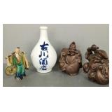 Gp Asian ceramics: Saki bottle 11"T, 3 merchant