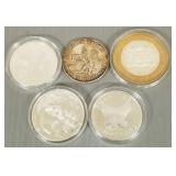 5- .999 fine silver 1 oz. tokens
