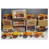 13 Minneapolis Moline die cast tractors, etc: