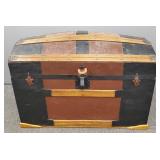 Antique Victorian dome top trunk w/ 6 newer fitted