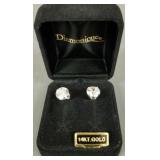 14k white gold earrings: NOS, s/w 9mm CZ