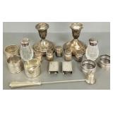 Gp sterling silver items incl napkin rings, candle