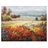 Lg signed Stevens landscape oil on canvas: