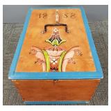 Decorated dovetailed wooden Scandinavian box-