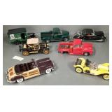 7 Franklin Mint, etc die cast cars- 9" largest (as