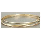18K gold, 14K & platinum bangle bracelet- 12.4g