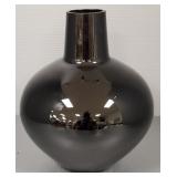 Murano (?) black glass blown vase- 10 1/2"H