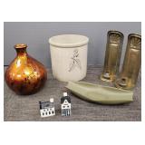 Gp incl pottery pcs, metal candle sconces, KLM