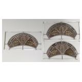 3 stained & leaded glass windows w/ acorn/