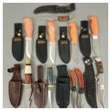 10 hunting knives w/ sheaths- 10" longest
