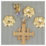Sm Gp 14k gold jewelry: 2.1g total incl cross