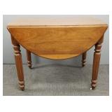 Antique Victorian walnut drop leaf table: 29"H,