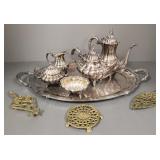 Ornate 6pc Reed & Barton silverplate tea set &