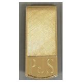 14k gold money clip: 9.4g, 1 7/8"L- monogrammed
