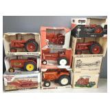 10 die cast metal toy tractors w/ boxes