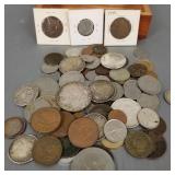 Gp Asst foreign coins: some silver incl 1813 Irish