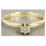 14k gold ring s/w 3mm diamond solitaire: 1.6g,
