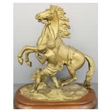 Antique spelter metal horse figure 16"T 13"W