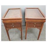 Pr 1-drawer end tables w/ custom made curio