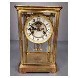 Waterbury crystal regulator clock w/ key- 10 1/2"H
