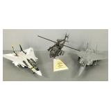 3 Franklin Mint die cast fighter jets, etc- 11" x