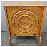 Antique small oak drop front cabinet- 26 1/2"H