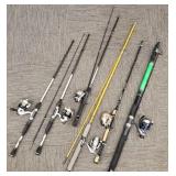 6 heavy duty spinning rods & reels incl