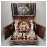 Antique Victorian inlaid Tantalus cabinet (as seen