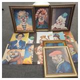 Lg Gp vintage Red Skelton clown prints & frames-