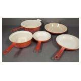 5 pcs cookware incl 4 enameled iron pans & Le