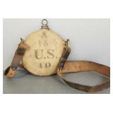 Early canteen marked U.S. w/ original leather