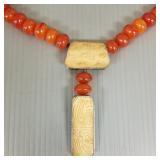 Sterling silver & amber bead, etc pendant necklace
