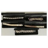 5 sterling silver bracelets: NOS, 8 1/2" longest,