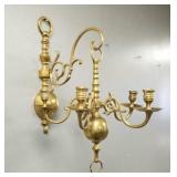4 brass candle sconces incl wall brackets &