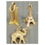 Three- 18k gold charms: 4.8g total