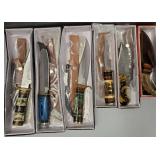 6 Bowie style knives w/ sheaths: 12" longest