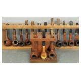 Collection of 18 Asst pipes on stands incl