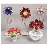 5 Swarovski crystal flower figures w/ boxes 5 Swarovski crystal flower figures w/ boxes