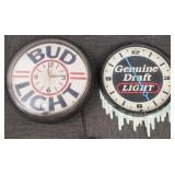 2 neon clocks: Bud Light (not working) & 2 neon clocks: Bud Light (not working) &