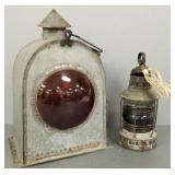 2 antique lanterns: electrified- 19"H 13"W 2 antique lanterns: electrified- 19"H 13"W