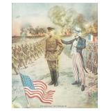 Vintage Uncle Sam/ Pershing WWI print: framed Vintage Uncle Sam/ Pershing WWI print: framed