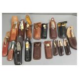 17 collector style folding knives w/ leather 17 collector style folding knives w/ leather