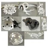 8 Swarovski miniature figures: Bunnies, Alligator, 8 Swarovski miniature figures: Bunnies, Alligator,
