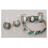 3 pcs Southwest sterling silver & turquoise 3 pcs Southwest sterling silver & turquoise