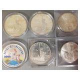Six- silver U.S. & foreign coins Six- silver U.S. & foreign coins
